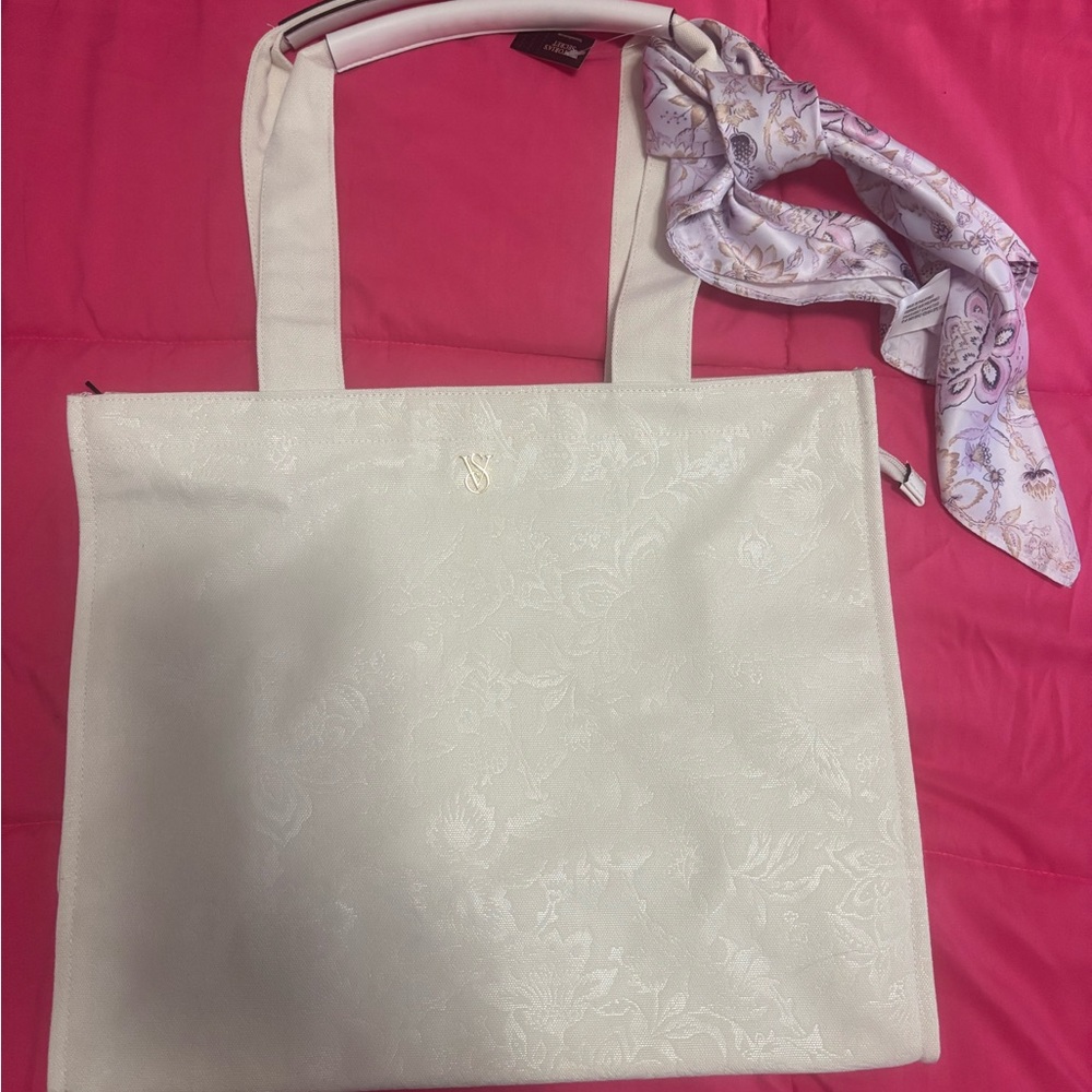 Victoria's Secret Cream Canvas Tote Bag